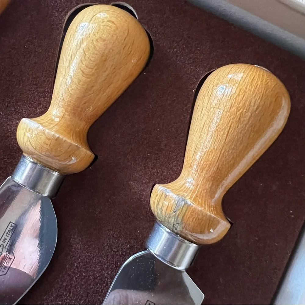 Williams Sonoma Italian Cheese Knife Collection Beechwood Handles S/5